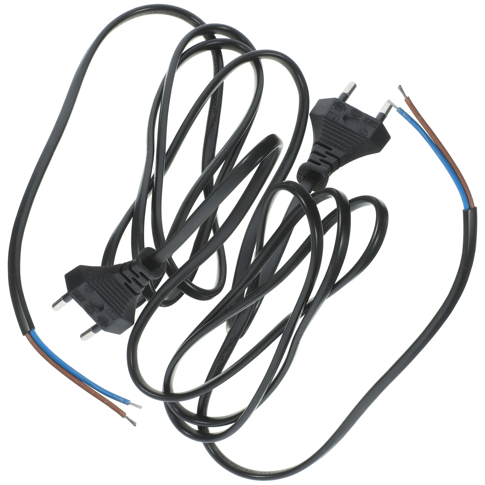 

2 Pcs Power Cable 1.5M European St Bare Copper Two Core Stripped End Connection Cord PVC Appliance Extension