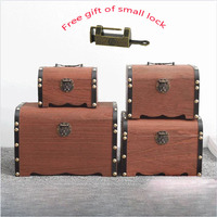 Box Wooden Treasure Bank Storage Chest Piggy Wood Vintage Money Coin Lock Boxes Jewelry Saving  Pirate Organizer Decorative Gift