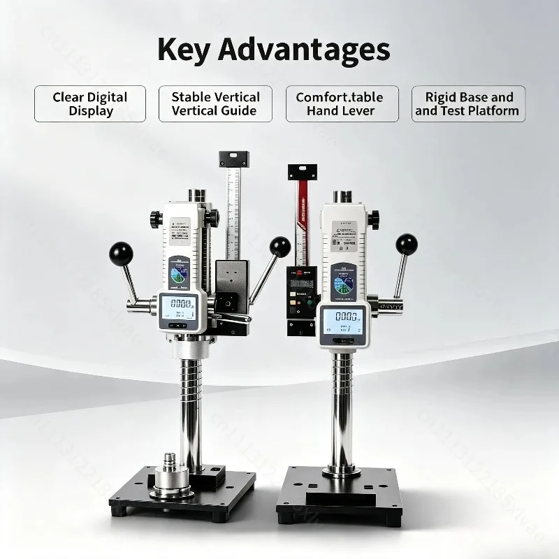 Manual Push-Pull Force Gauge Test Stand, 2000N Pressure Force Testing Machine, HPA Vertical Force Tester Bench