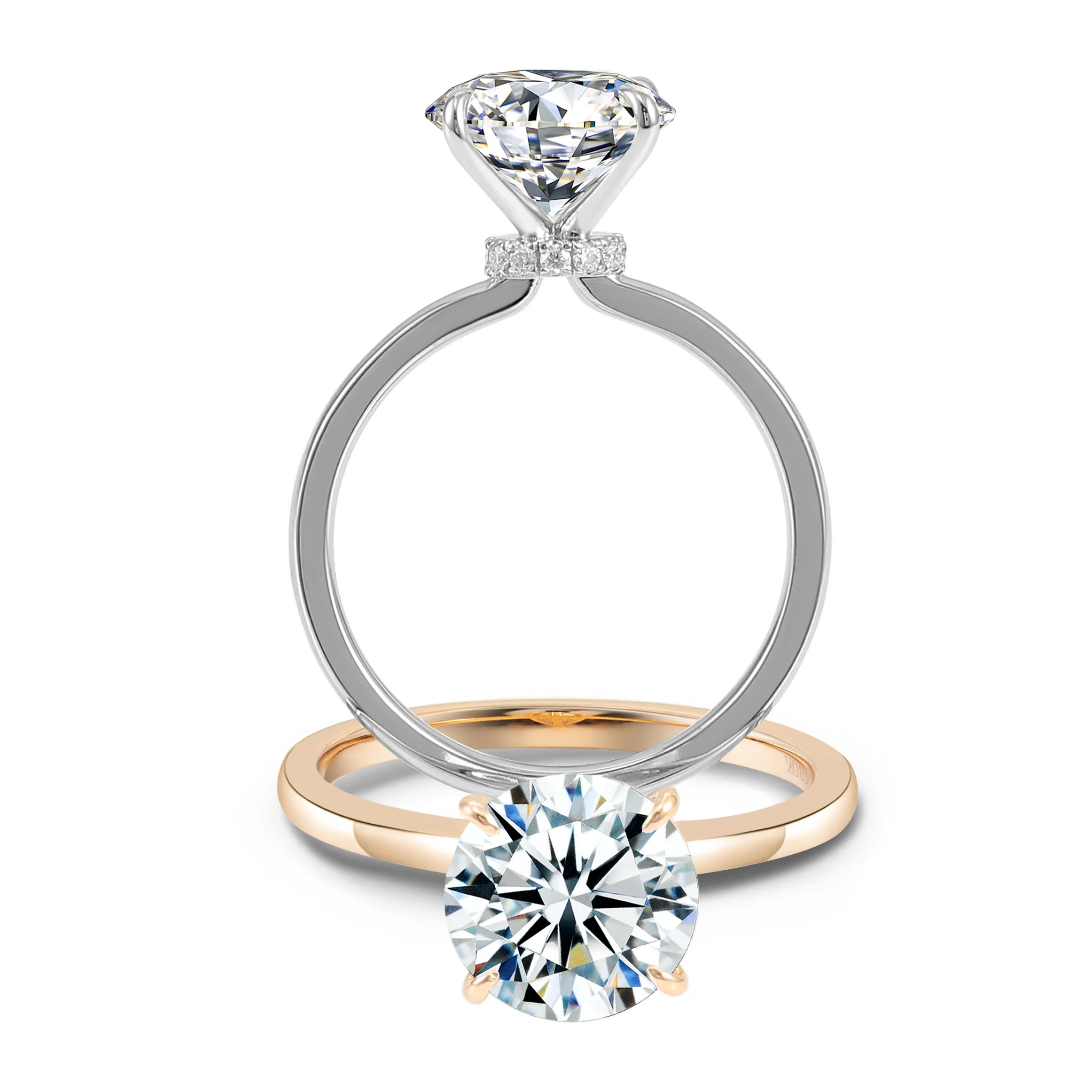 

Кольцо Provence Solitaire со скрытым ореолом, ювелирные изделия из желтого золота 10 карат с бриллиантом из муассанита круглой огранки для женщин, классическое повседневное кольцо в подарок