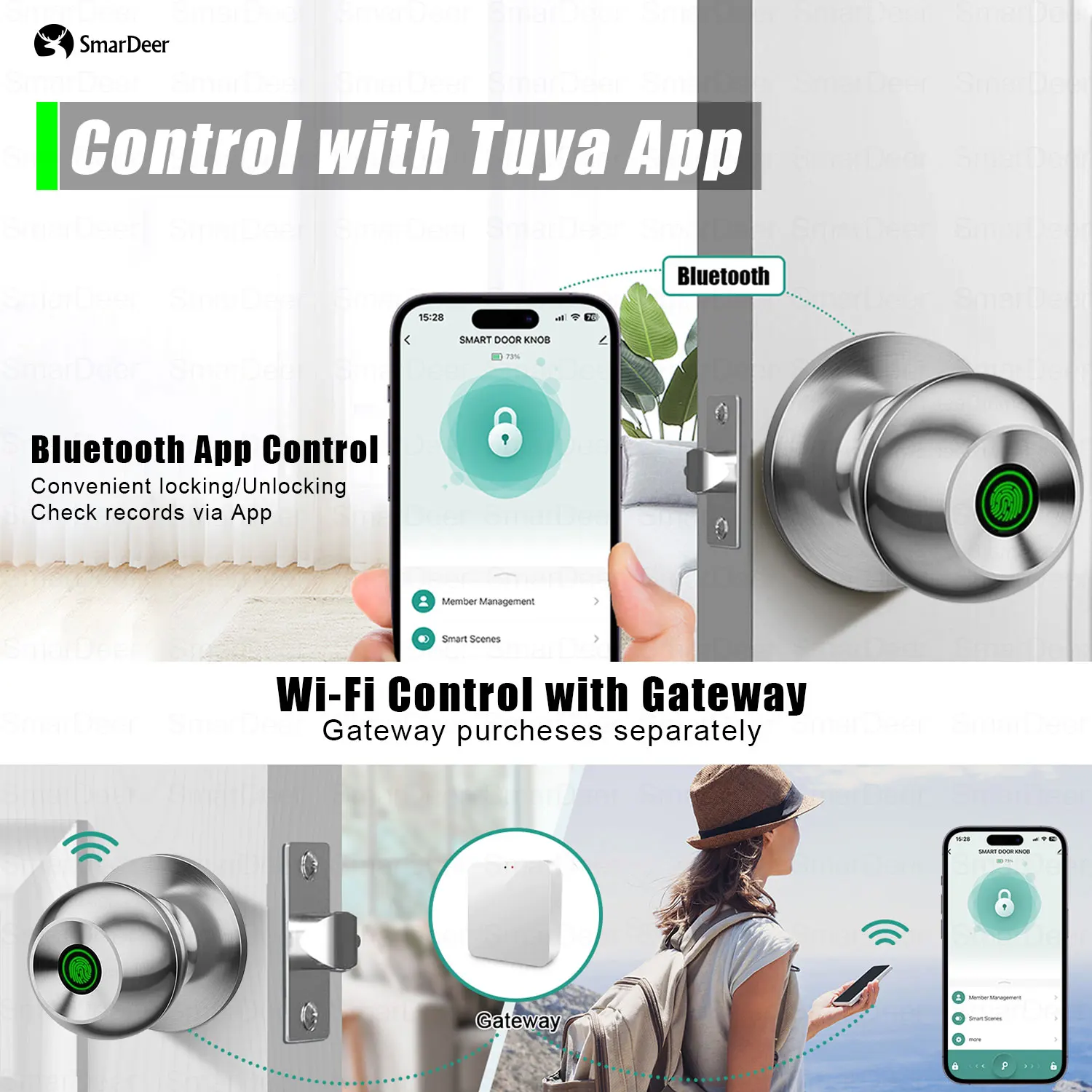 SmarDeer fingerprint lock is suitable for Tuya Bluetooth door lock, which is very suitable for smart locks of standard doors