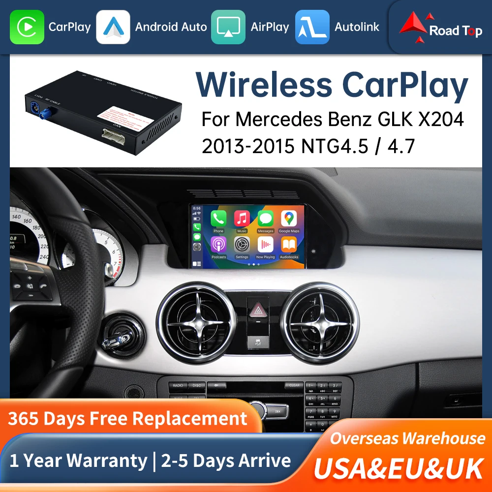 Image of Road Top Kabelloses CarPlay für Mercedes Benz GLK NTG4.5 2013-2015 mit Android Auto Mirror Link AirPlay Car Play Funktionen