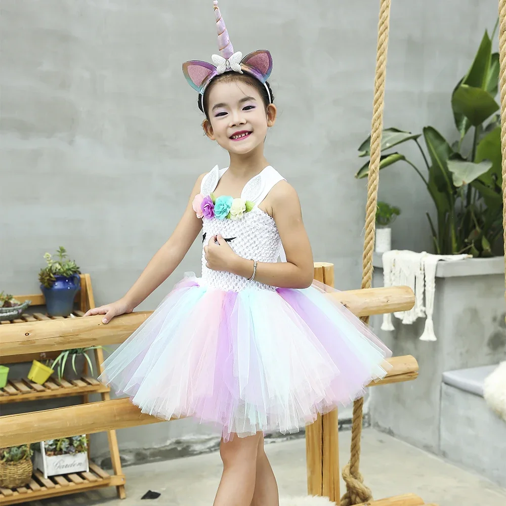 Vestido de tutú de unicornio para niñas, ropa de fiesta de