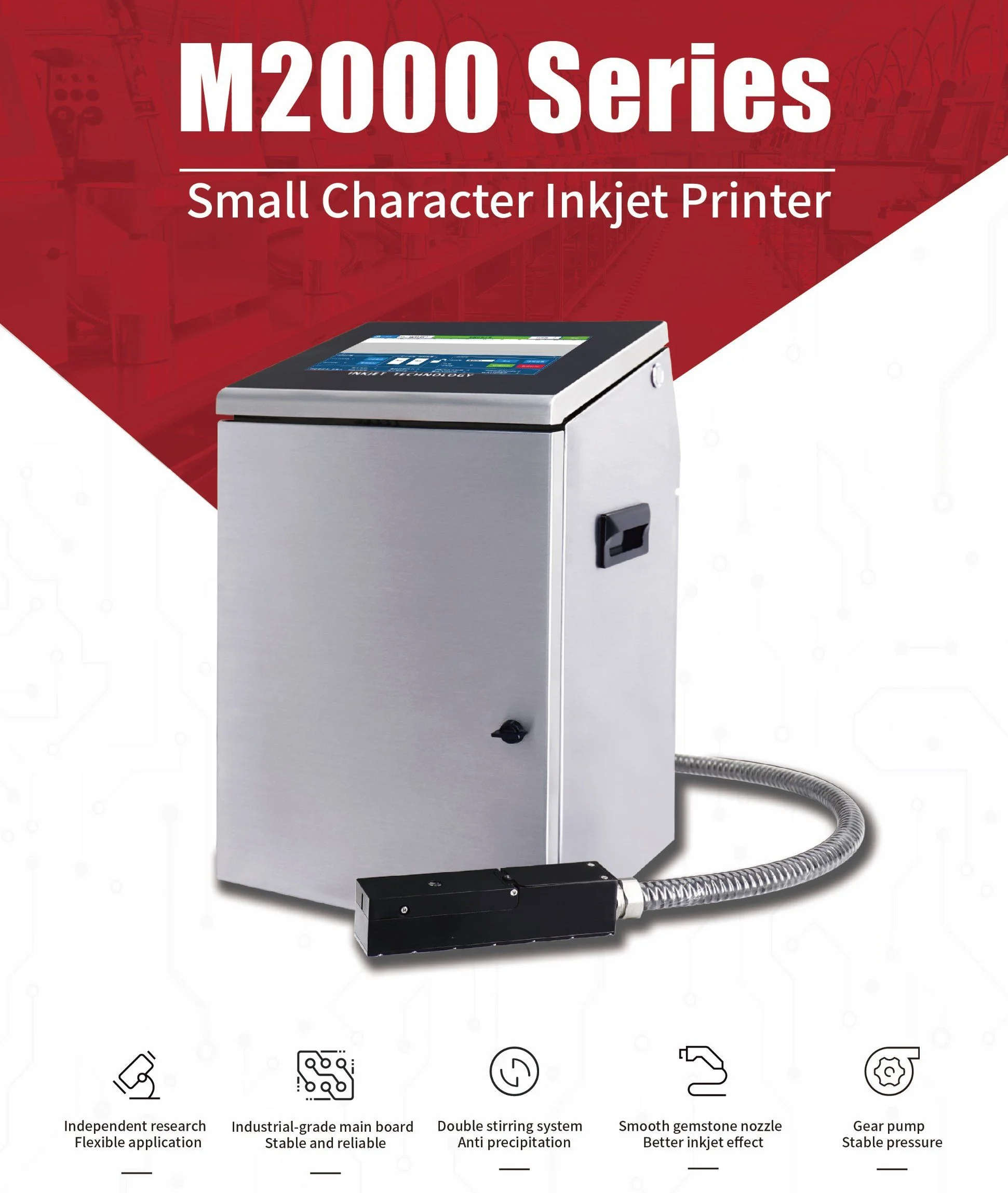DOCOD OEM/ODM M2000 Series M2000 Black Ink 55U Small Character Inkjet (4 Line) CIJ Inkjet Printing Machine Batch Coding Machine