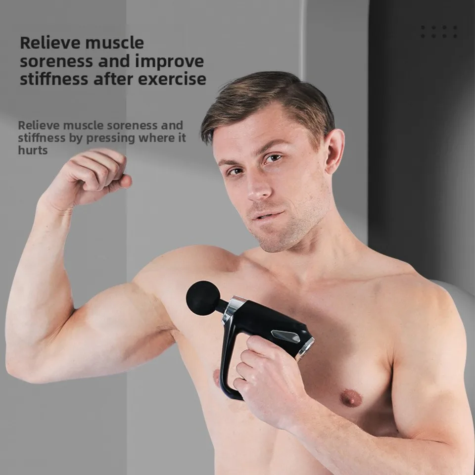 6 Speeds 4 Heads 24W Mini Fascial Gun Portable Handheld Deep Tissue Muscle Massage Gun For Home Gym Office Relaxation