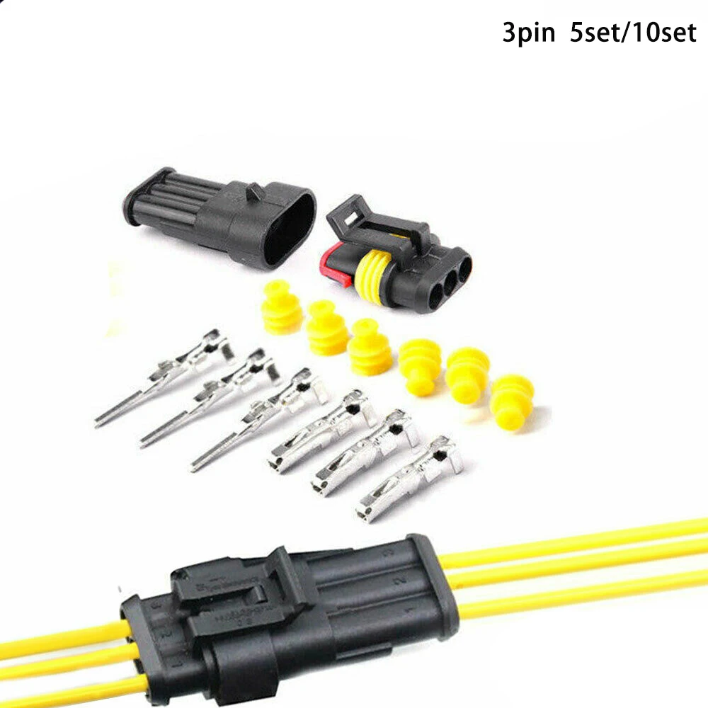 5Set/10Set  3 Pin Female And Male Way Waterproof Electrical Wire Automotive Connector Plug For Car