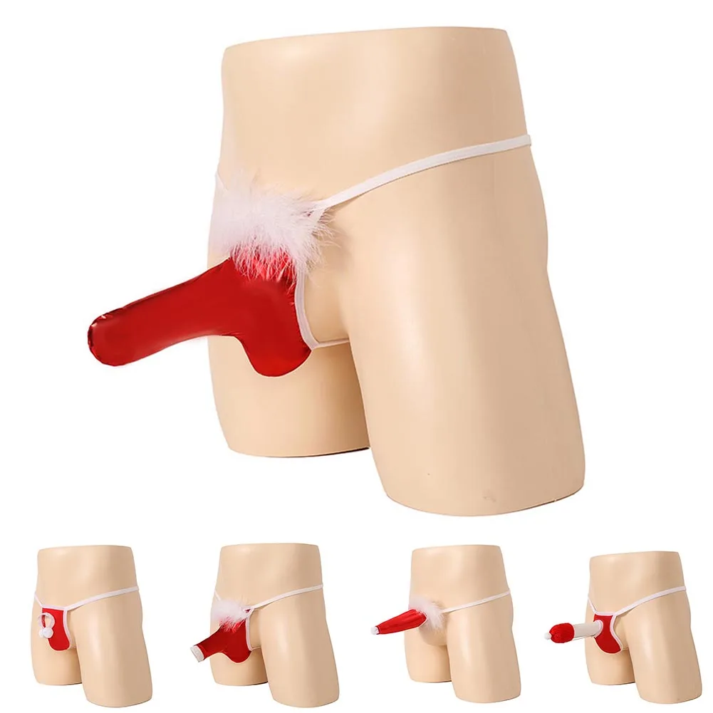 ملابس داخلية مثيرة للرجال ملابس داخلية مثيرة لعيد الميلاد على شكل حرف G ملابس داخلية منخفضة الخصر للمثليين ملابس داخلية للرجال ثونج ريش على شكل حرف T من الخلف #6