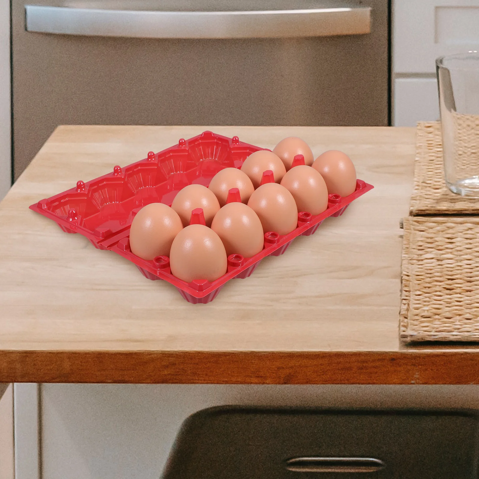 

10Pcs Egg Tray Heavy Duty 10-Slot Reusable Egg Storage Container for Refrigerator Transport Packaging Stylish Color Freshness