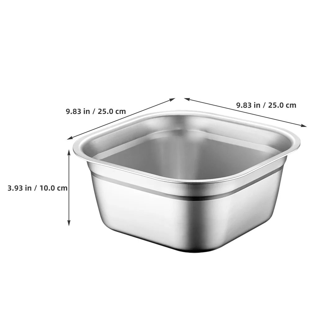 

Multifunctional Square Basin Large Capacity Stainless Steel Washing Basin For Kitchen Vegetable Fruit Cleaning Flat Bottom