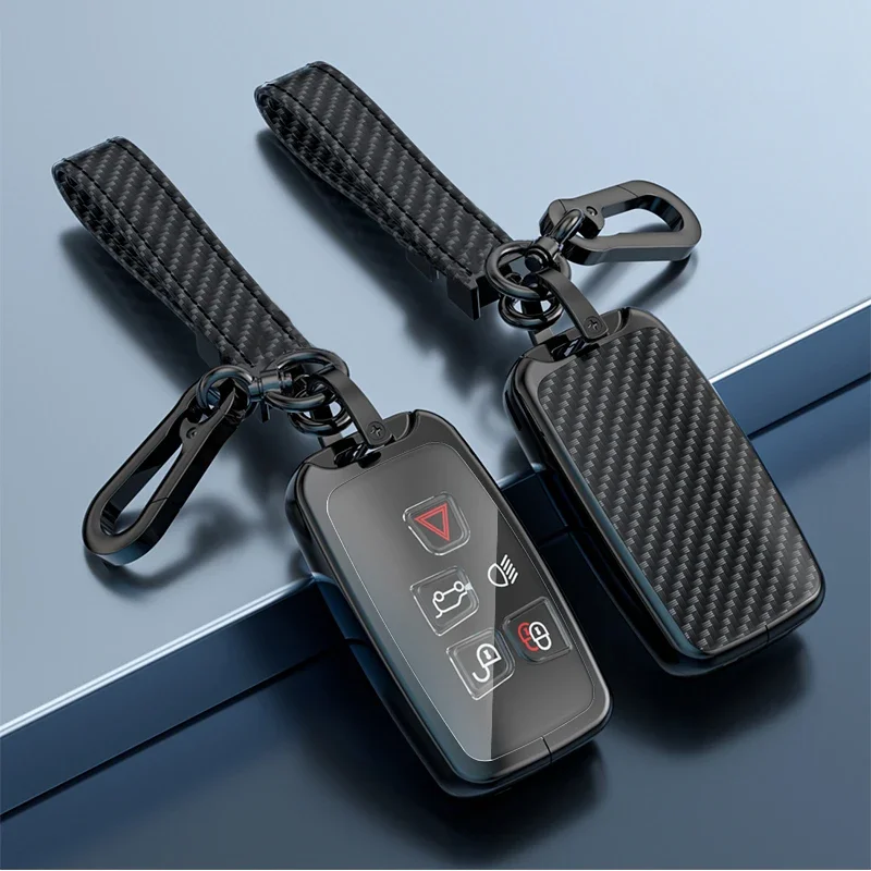 Carbon Zinc Alloy Car Key Case Cover For Land Rover Range Rover Sport Discovery 3 4 Elander 2 Evoque Accessories Holder Shell Ke