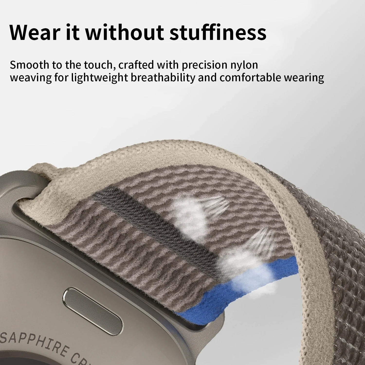 Jincor New High Quality Nylon Strap Trail Loop Natural Titanium Finish Strap For Apple Watch 10 Ultra2 9 8 Band Iwatch 46MM 49MM