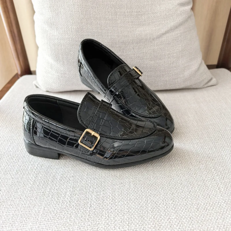 British Kid Leather Shoe Autumn New Fashion Kid Shoes Crocodile Pattern Pointed Casual Shoes Formal Boy Shoe Formal Men's Shoes