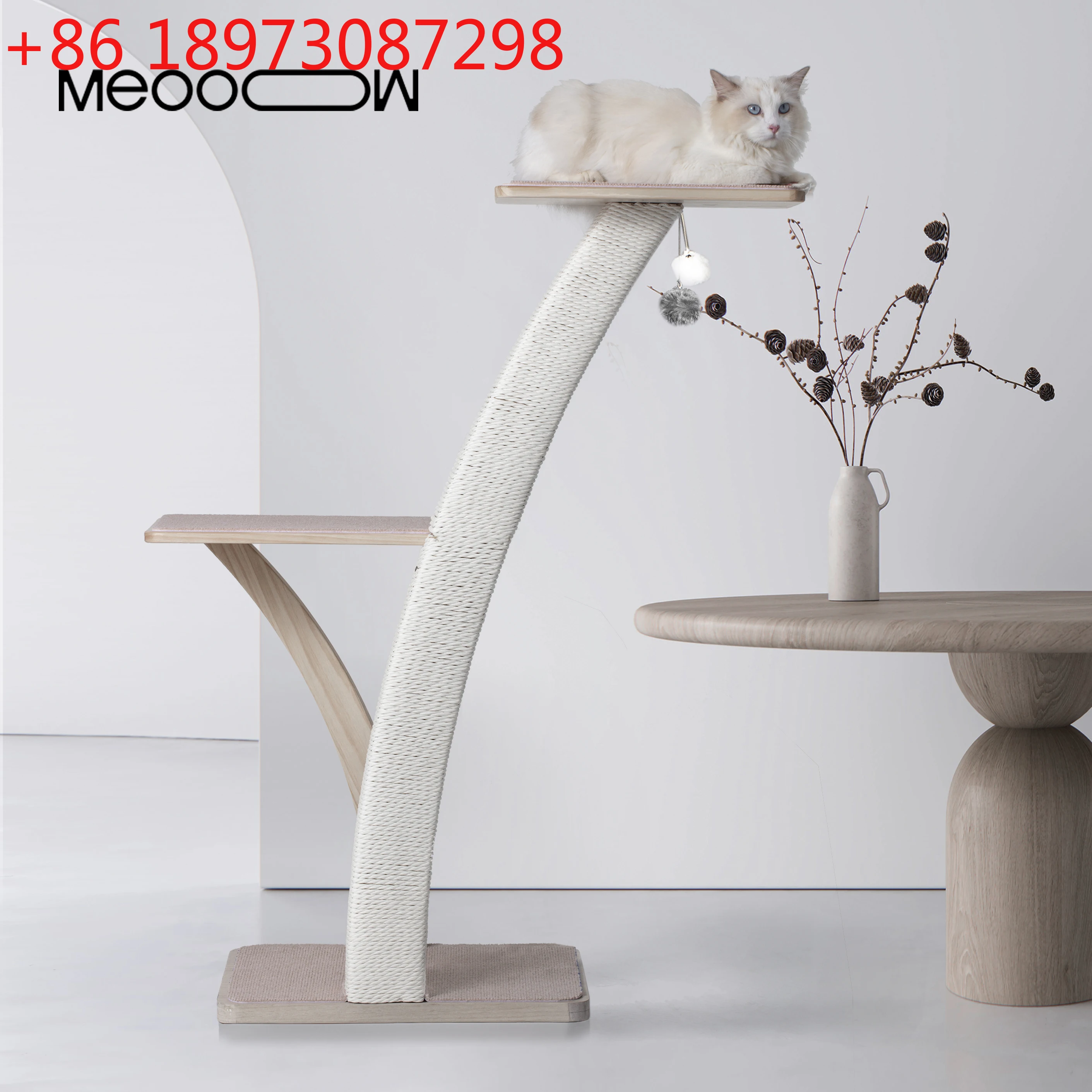 

Каркас для лазания кошек из цельного дерева, кокосовая пальма, маленький нескользящий когтеточка для кошек, простой сизаль в японском стиле