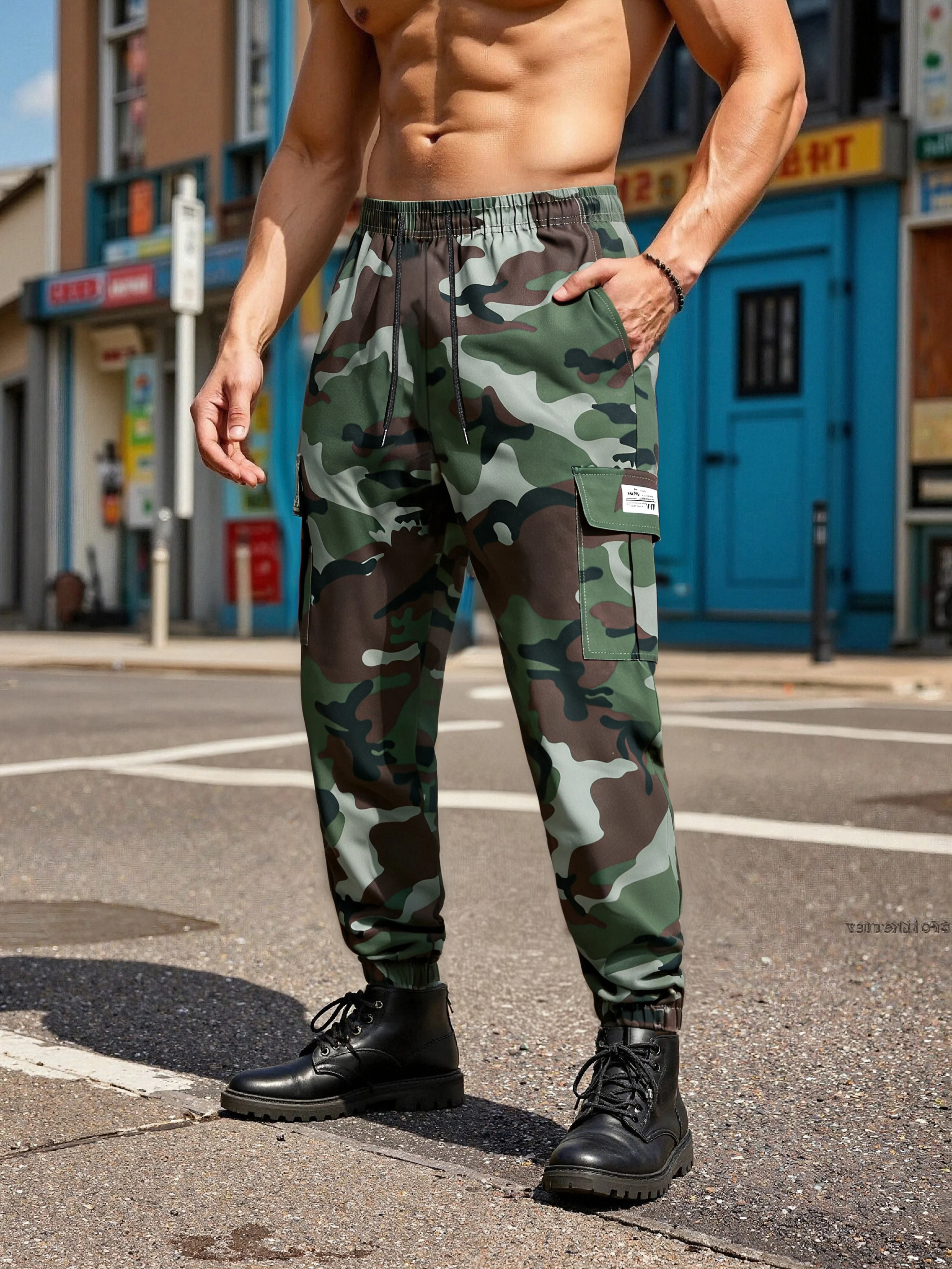 Men's Tactical Camouflage Overalls High-Quality Multi-Pocket Trousers Sports Training Casual Work Bunched feetPants