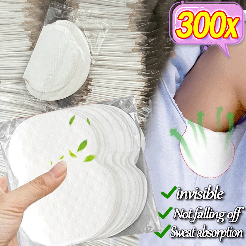 10/300Pcs Disposable Underarm Armpit Sweat Pads Sweat-absorbing Patch Summer Deodorants Non-woven Pads Breathable Ultra-thin