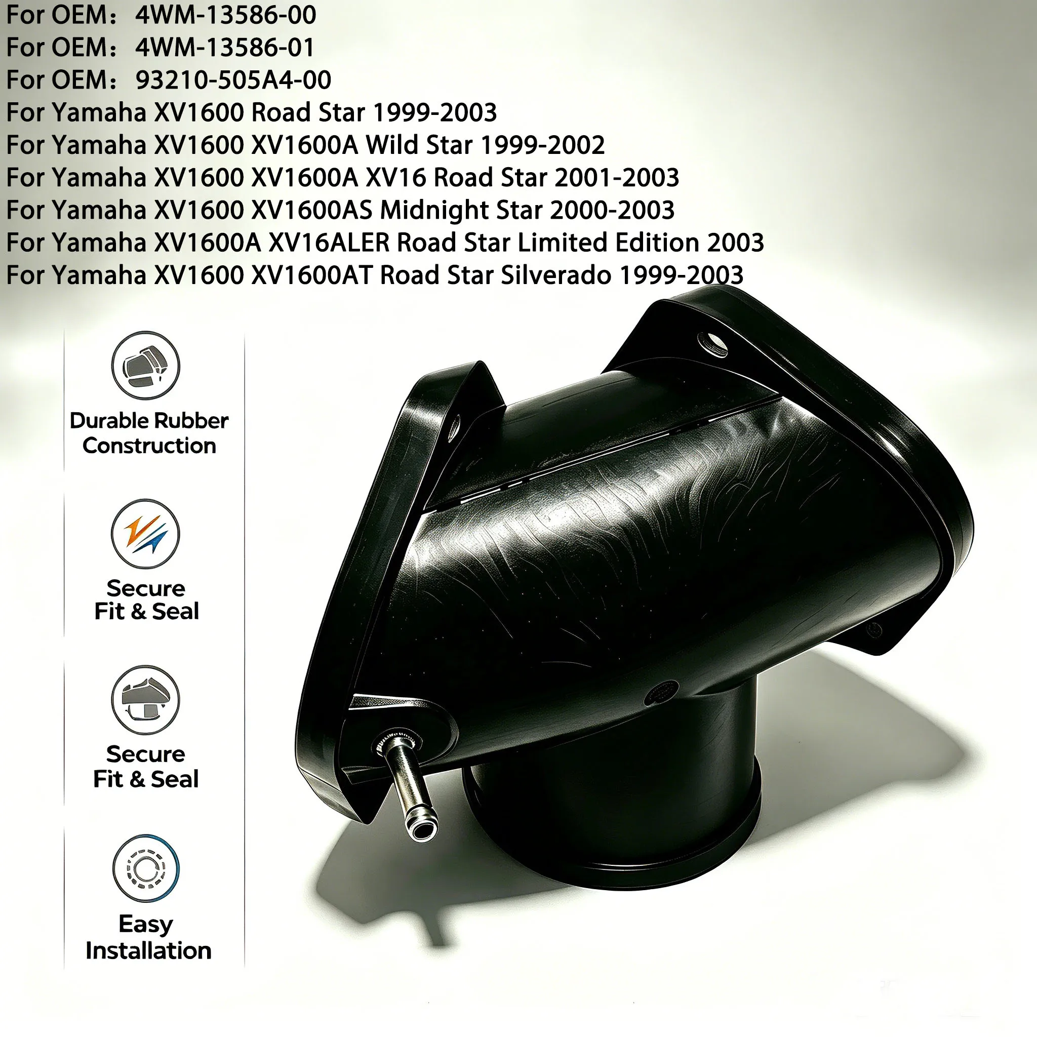 Colle d'admission de collecteur petde carburateur de motos, Yamaha XV1600, XV1600A, XV1600AS, XV16ALER, XV1600AT, 4WM-13586-00, 93210-505A4-00