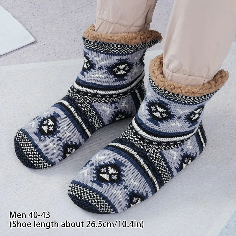 Thickened Plush Floor Socks Winter Warm Faux Fur Slippers Women Men House Floor Non-slip Fluffy Boots Shoes Socks 36-43