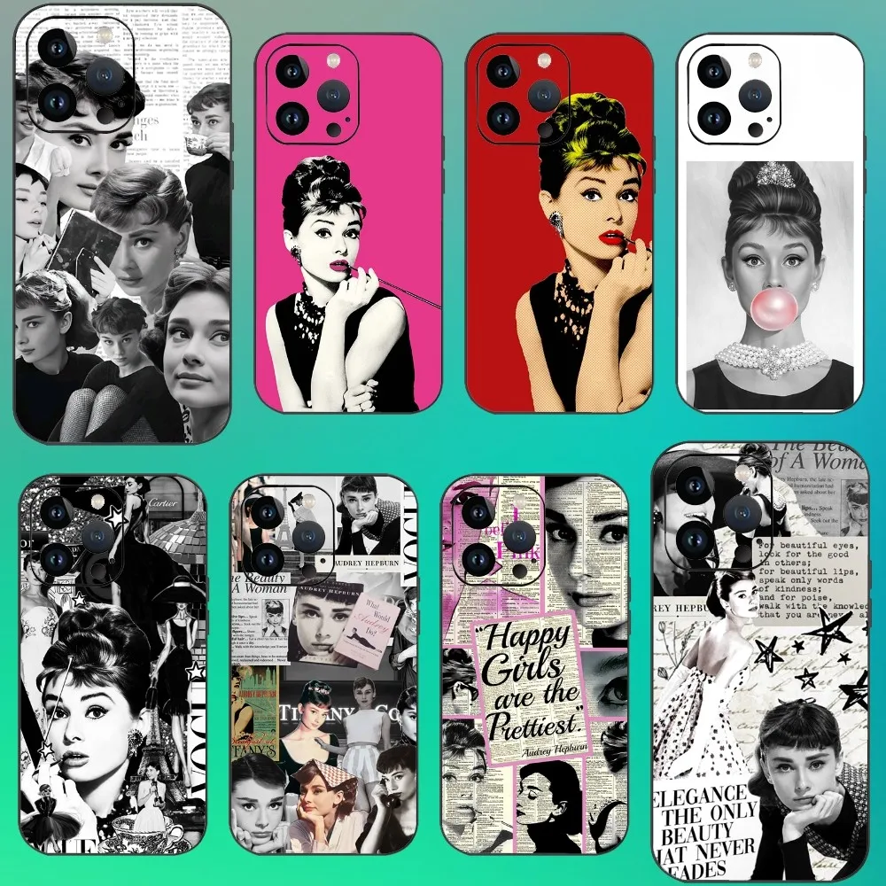 A-Audrey H-Hepburn Phone Case For Iphone 16 15 11 13 14 Pro Max 7 8 Plus X Xr Xs Max 12mini Cover Case