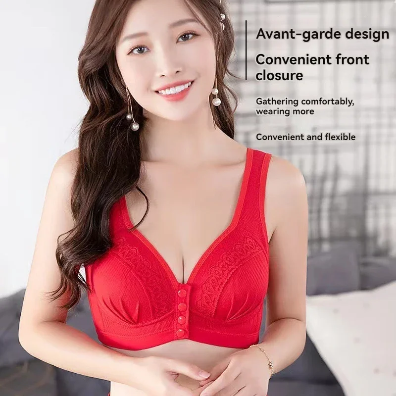 Front Button Nursing Sexy Underwear Push Up Top Soft Against The Skin No Steel Ring Middle-Aged Mother Women Brassiere Lingerie