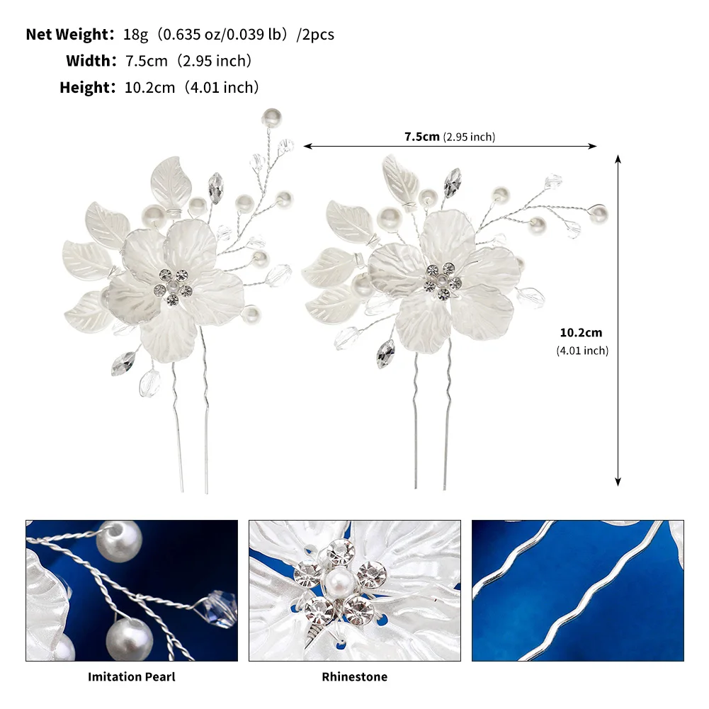 2 Teil/satz Mode Kristall Blume Braut Haarnadeln Trendy Handgemachte Perle Haar Clips Für Frauen Urlaub und Party Schmuck Zubehör – Detail 18
