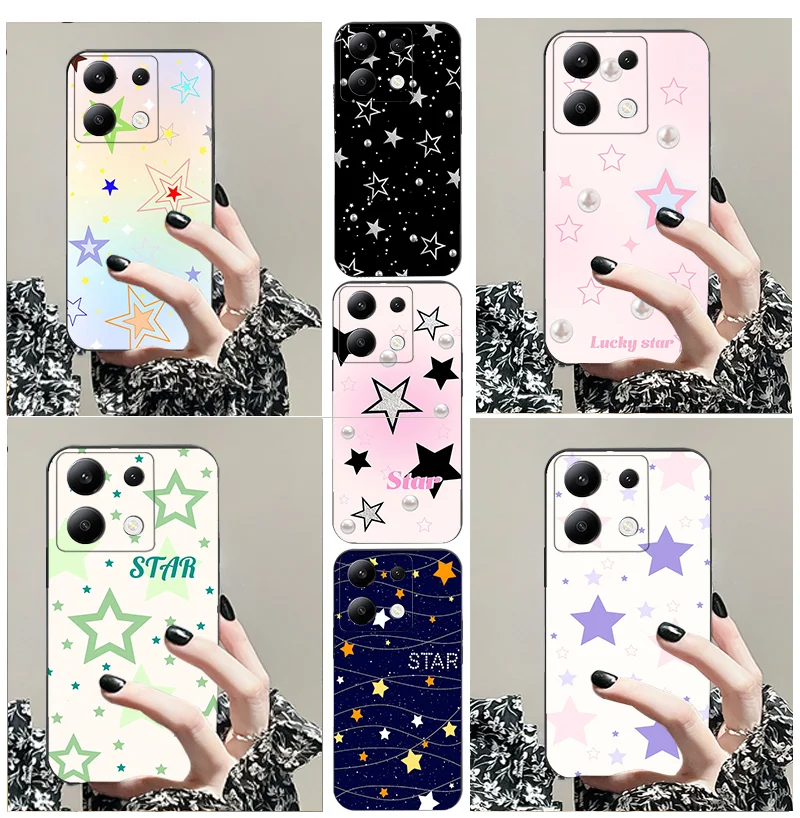 For Redmi Note 7 Pro 13 4 g 5 g 11 T 8 9 Plus Max Lite 10 S Cartoon Star Picture Series TPU Black Soft Phone Case 12 Anti slip