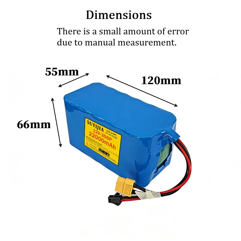 12V-3S6P new lithium battery pack 22000mAh built-in BMS protection board 12.6V 3A charger suitable for fishing boats and toys