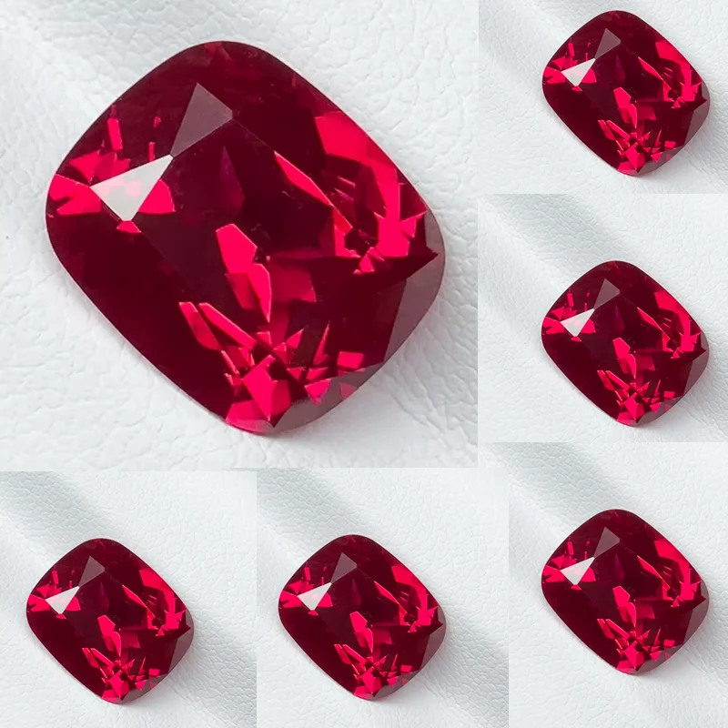 Hübscher rechteckiger, kissenförmiger Rubin in der Größe 12 x 16 mm, Farbe „Taubenblut“, für Schmuckanhänger, zum Basteln von Schmuckstücken, zur Sammlung oder zum Einsetzen als Edelstein. – Detail 6