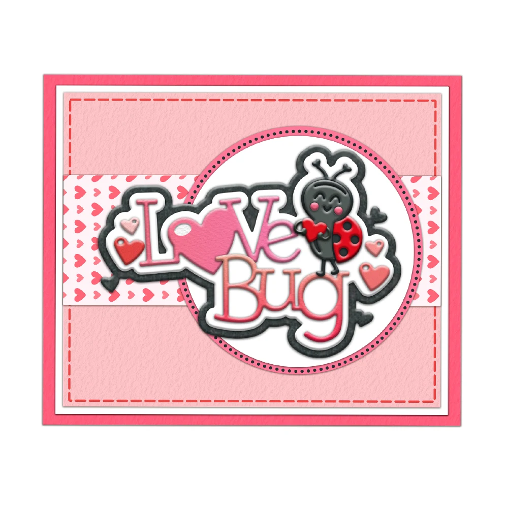 MangoCraft Cute Love Bug Cutting Dies Valentine\'s Day DIY Scrapbooking Supplies Metal Dies Knife Mold For Cards Albums Decor