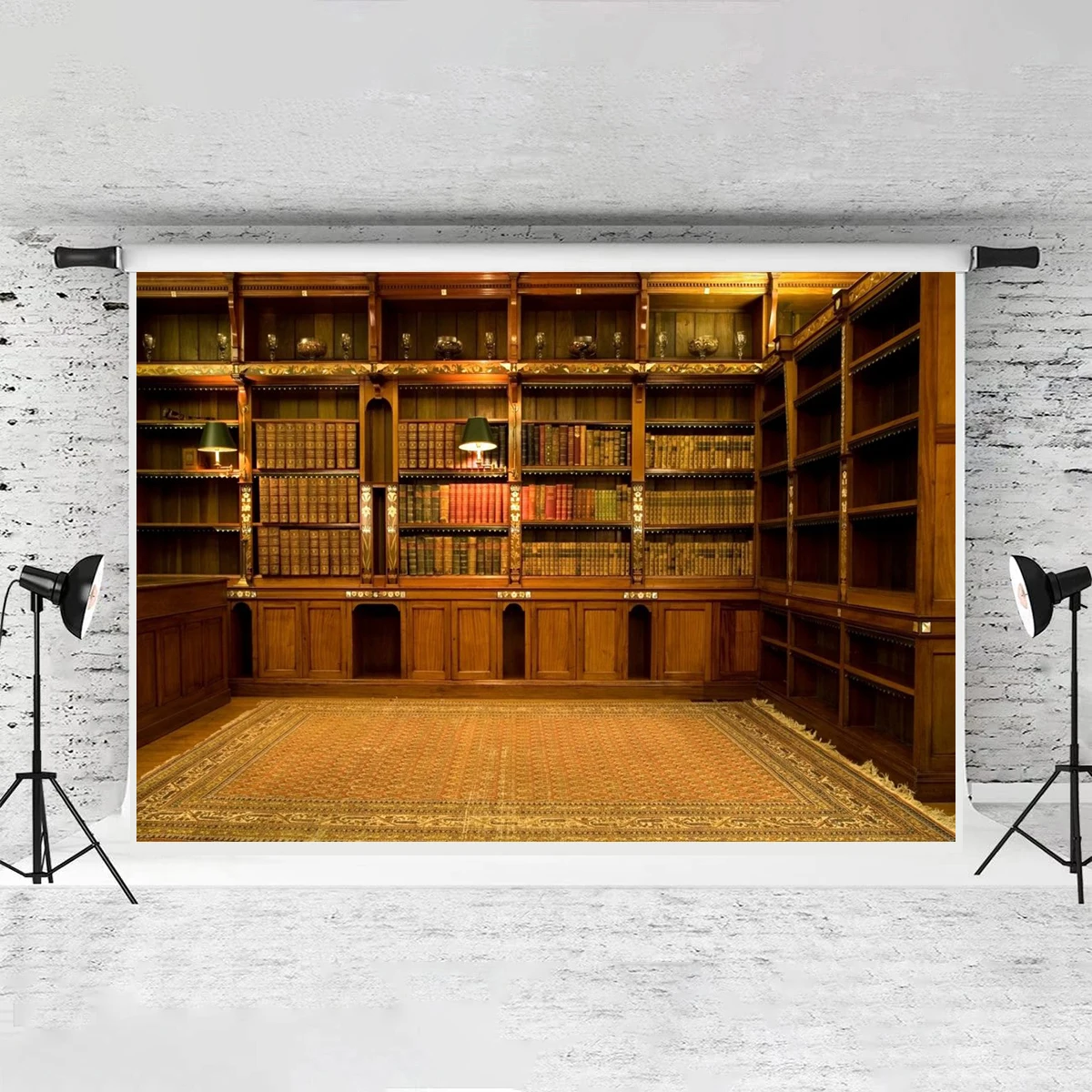 Beautiful Medieval Library Bookshelf Backdrop Classic Live Streaming Photography Background Bookcase Dress Up Party Banner