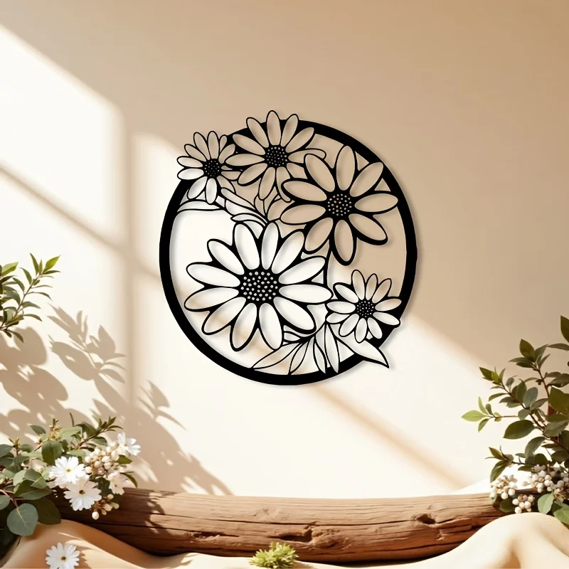 Elegant Daisy Aluminum Wall Art 12x16in Waterproof Durable Metal Sign for Living Room Bedroom Hallway Entryway Home Decor
