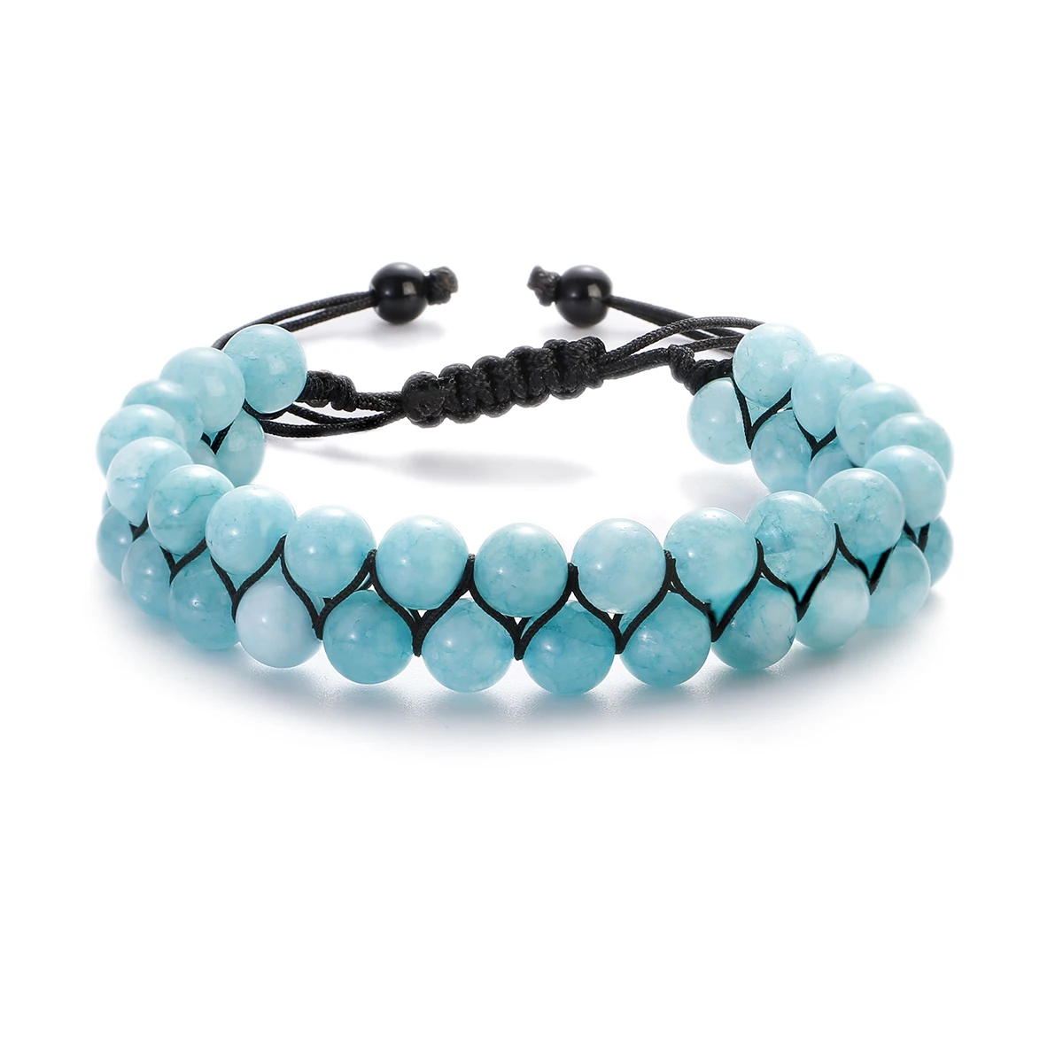 Handmade Bracelet Yoga Healing Jewelry Natural Stone Beads Braided Bracelet Double Layer Strand Beaded Charm Bracelet