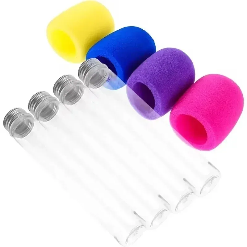 4pc microphone shaped candy tubes, karaoke theme party favor bottles, disco stage props for birthday & music party decorations