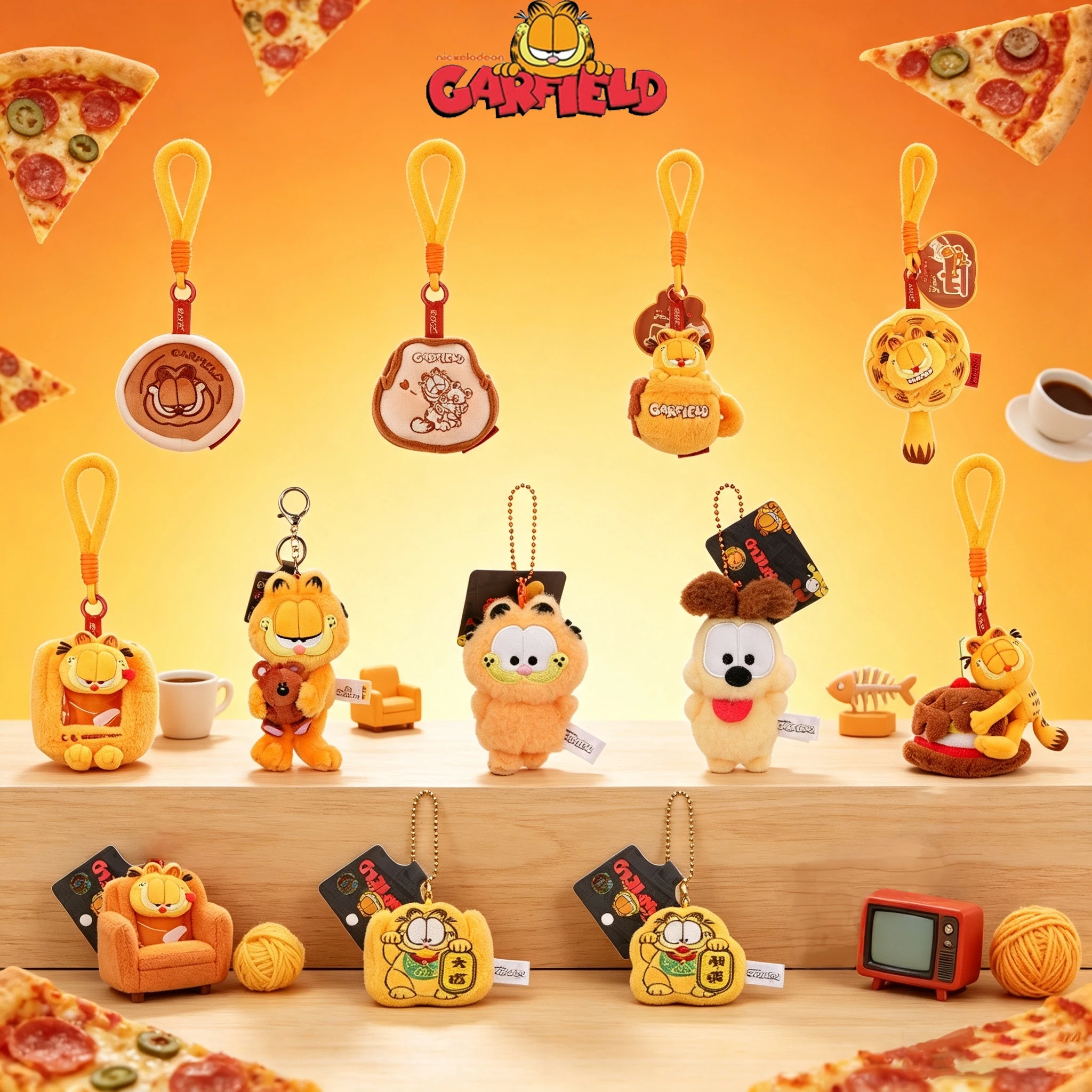 Official Garfield Plush Toys Cute Odie Dog Bag Charm Cat Keychain Stuffed Doll Backpack Pendant Fashion Gift For Fans Collection