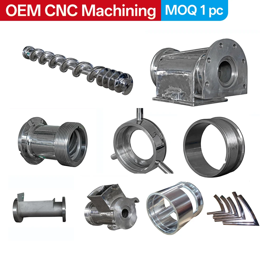 OEM Custom  Stainless Steel CNC Machined Feed Screw Meat Mincer Spare Parts Food Processing Agricultural Machinery Parts