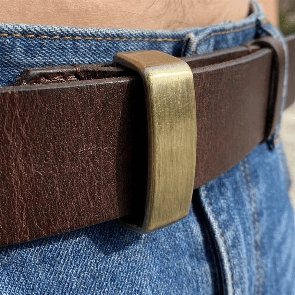 Universal Cow Genuine Leather Men's Belt Ring DIY Delicate Waist Belt Circle Belt Tail Fixed Ring Belt Accessories