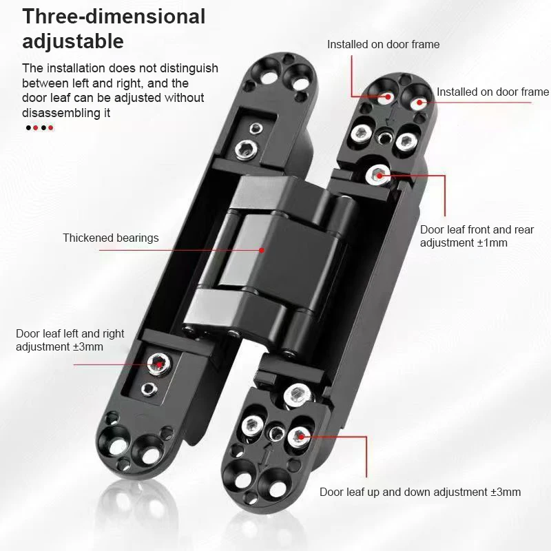 Secret Wood Folding Cross Hidden Gate Heavy Duty Hardware Furniture Black Invisible Zinc Alloy Concealed Hinge for Rebated Door