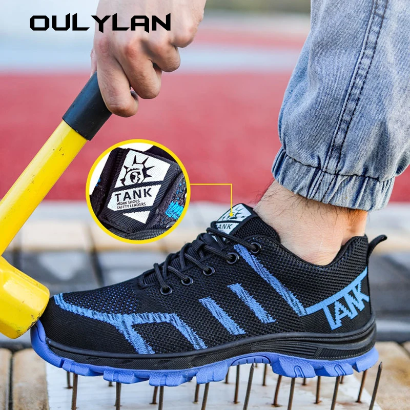 

Flying Woven Safety Shoes with Solid Soles Men's Breathable Safety Shoes Anti Smashing Anti Piercing Protective Shoes Size35-46