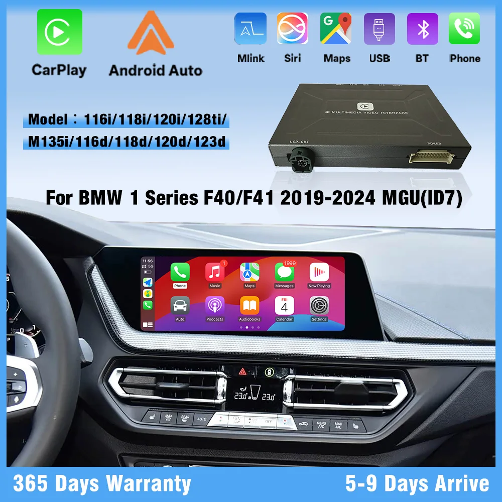 Wireless CarPlay Android Auto Adapter iDrive 7 For BMW 1 Series F40 F41 2019-2024 116i 118i 120i 128ti M135i 116d 118d 120d 123d