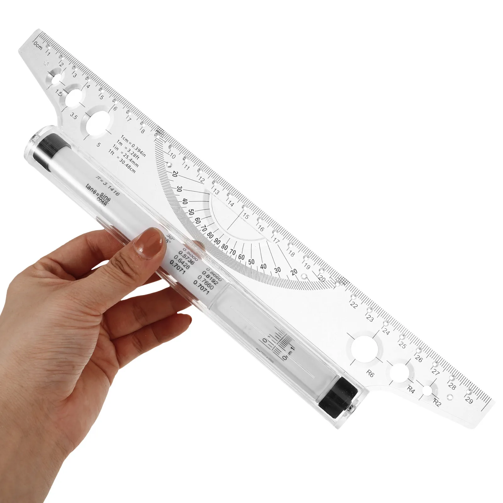 Clear Scale Plastic Measuring Rolling Ruler Parallel Ruler for Engineers Students Drafting Design Drawing Horizontal Vertical