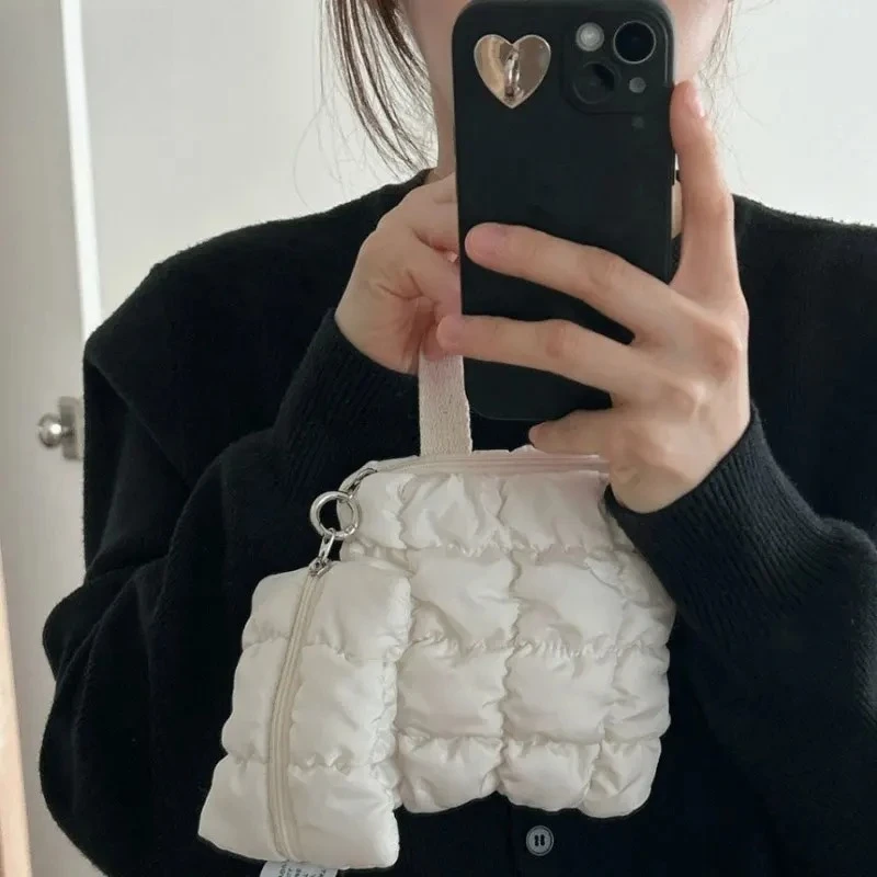1pcs Mini Cosmetic Pouch Cloud Waist Pack Lightweight Solid Secure Button Closure with Decorative Coin Purse and Headphone Bag