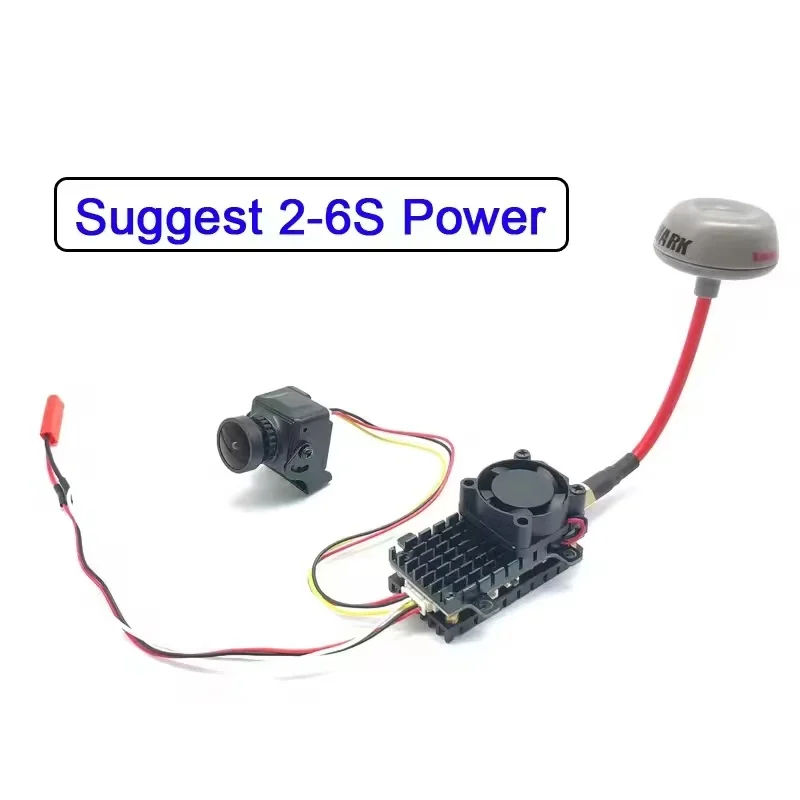 

5.8G 48CH 2W VTX Transmitter 2000mW Adjustable Video Transmitter with 1/4" CMOS Sensor Straight 1200TVL Camera for FPV RC Drone