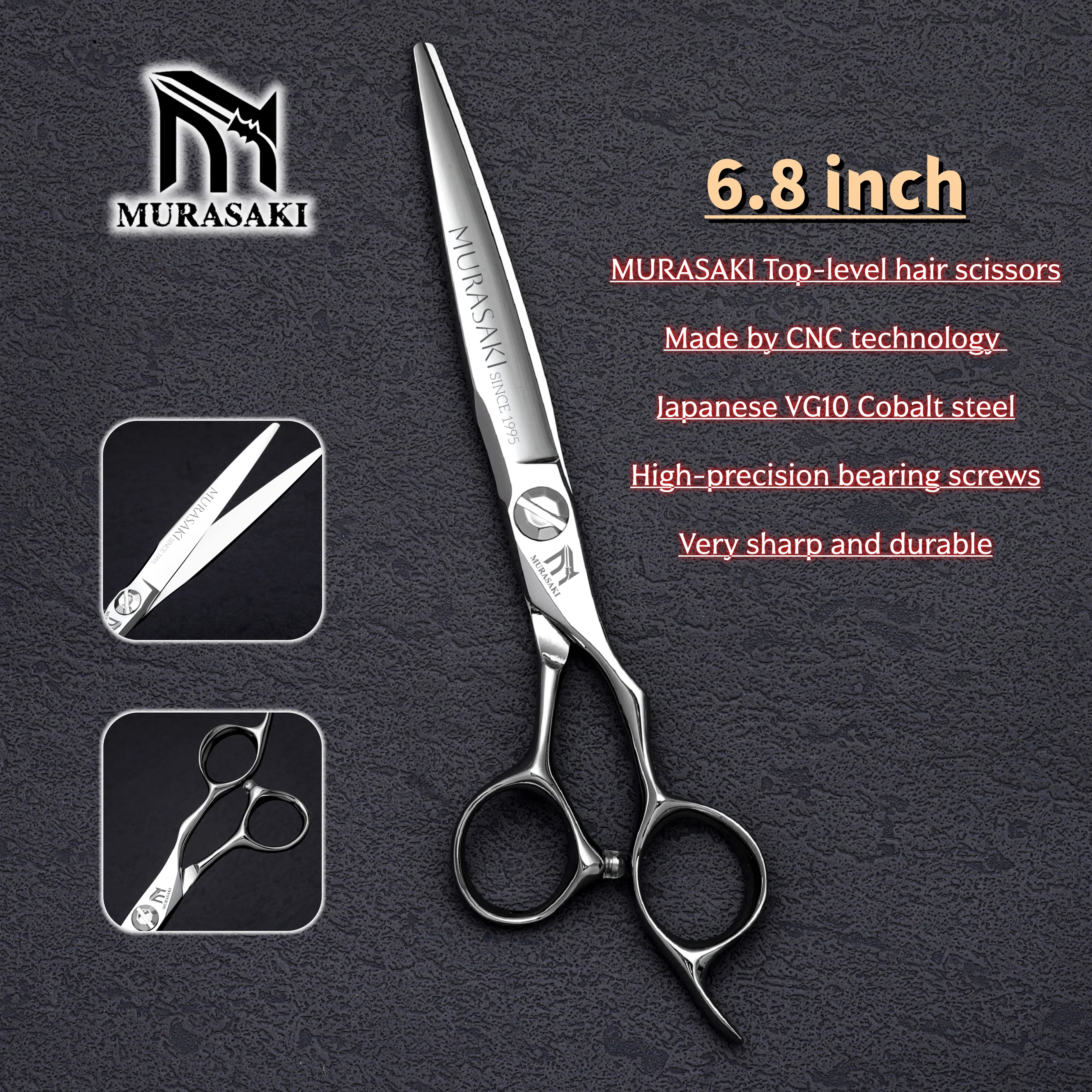 MURASAKI Professionelle Friseurscheren, japanische Haarschneidescheren aus VG10-Stahl, 6 bis 6,8 Zoll, erstklassiges Friseursalon-Zubehör – Detail 20
