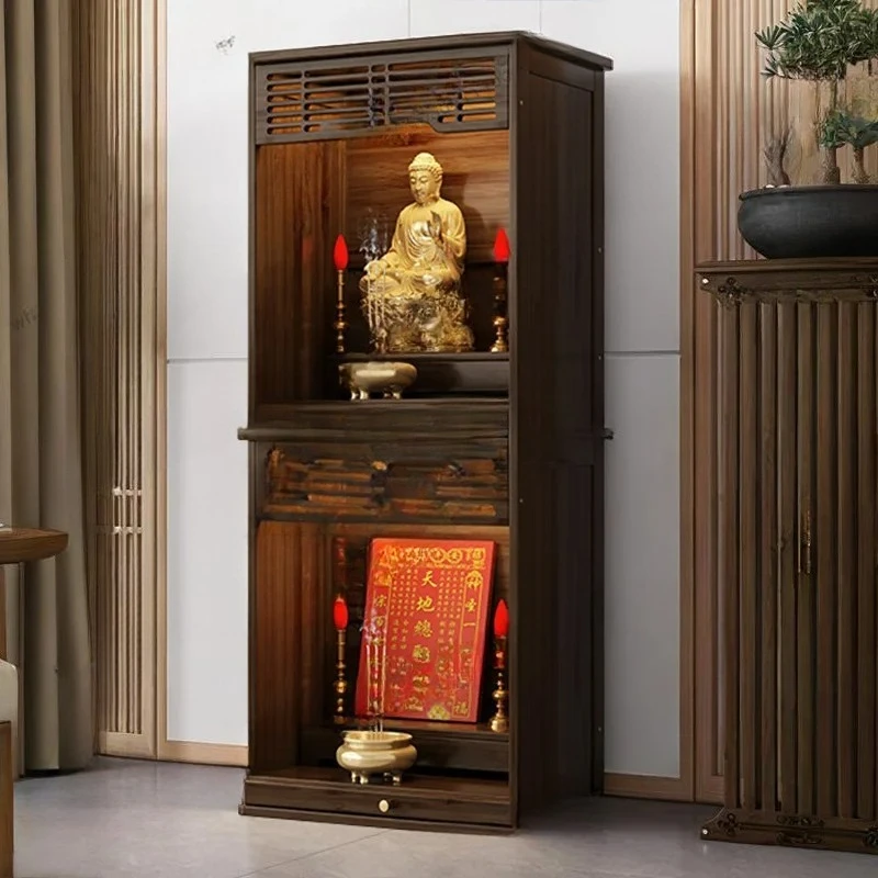 Buddhist niche small offering platform Household non-solid wood Guanyin Buddha statue offering platform