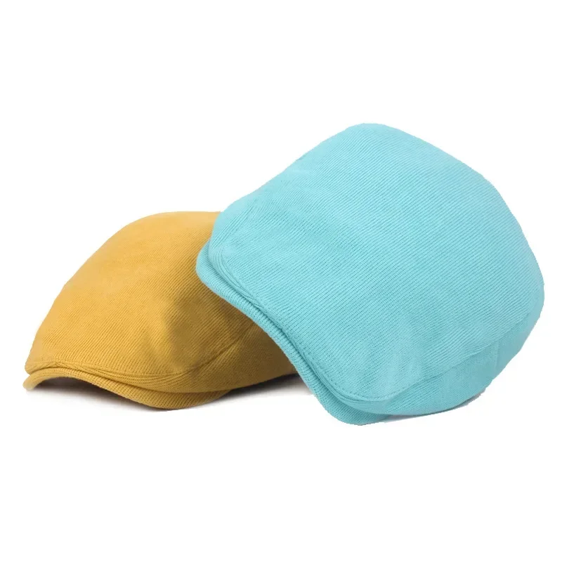 Knitted Flat Cap for Men Classic One‑Piece Front Beret Newsboy Cap Soft Knit Ivy Hat Solid Color Casual Street Driving Peaked Ca