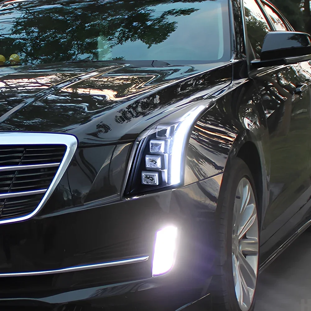

Модернизированные автомобильные передние фонари для Cadillac ATS 2014-2018, светодиодные автомобильные фары в сборе, динамическое мерцание, 4, аксессуары для линз проектора