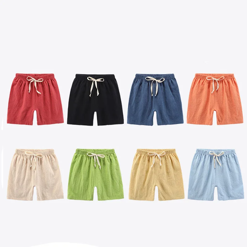 Baby Boy Shorts Korean 6 to 9 12 18 24 Months 2024 Big Girl Shorts for Teens 150 160 cm Cotton Linen Loose Kids Summer Clothing