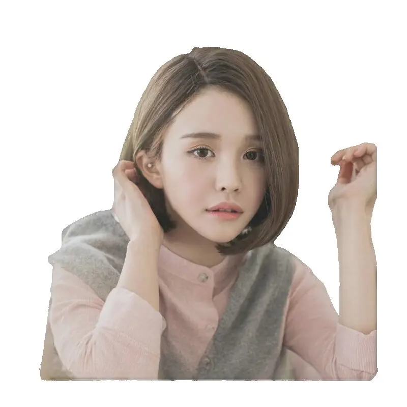 Fei-Show Brown Wig Synthetic Heat Resistant Fiber Costume Cosplay Mocha Hair Middle Part Line Without Bangs for Women Daily Use