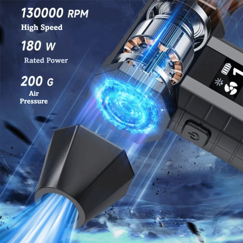 

130000RPM Violent Turbofan LED Light Infinite Speed Regulation High-Speed Brushless Motor Fan Portable Design High-Speed