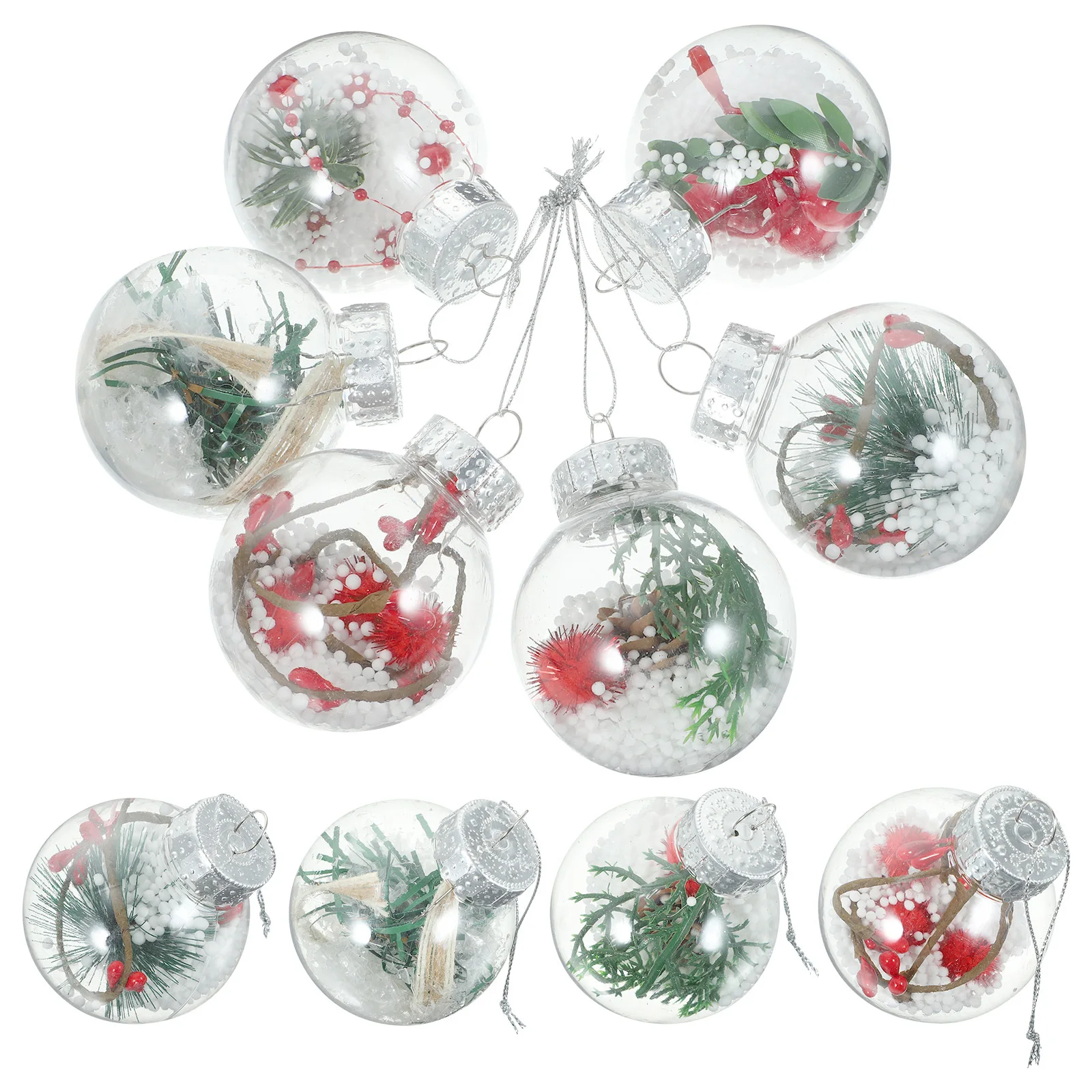 

12pcs Christmas Ball Ornaments Clear Plastic Hanging Decorations For Xmas Tree Party Hotel Mall Transparent Lightweight