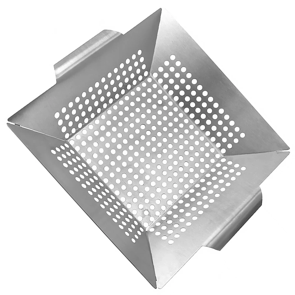 

1Pcs Bbq Grill Tray Square Baking Pan Stainless Steel Barbecue Basket Outdoor Bbq Accessories Durable Heat Resistant